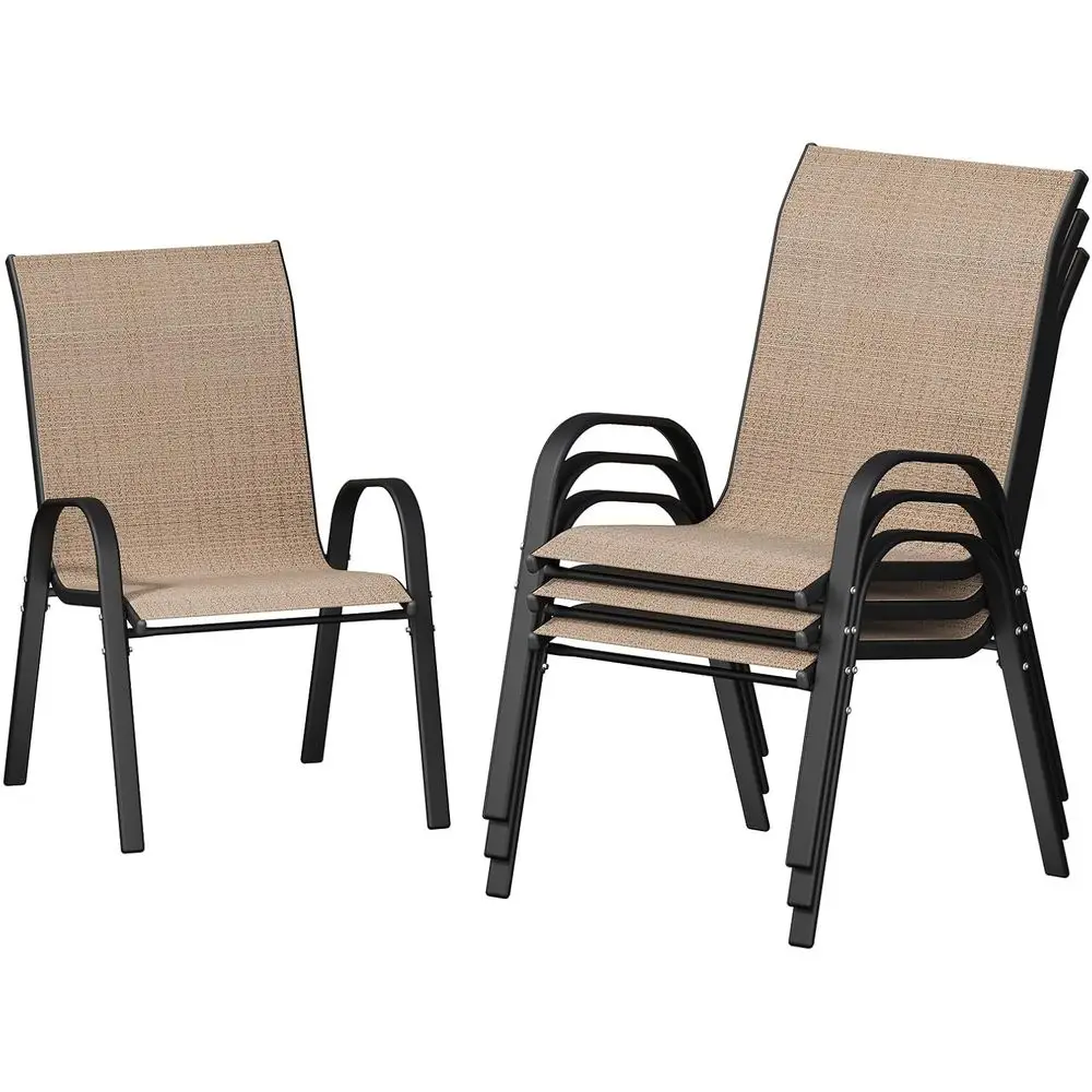 Stackable 4-Piece Outdoor Dining Chairs with High Back, Durable Textilene Fabric, 350lbs Capacity for Patio or Garden (Brown)
Stackable 4-Piece Outdoor Dining Chairs with High Back, Durable Textilene Fabric, 350lbs Capacity for Patio or Garden (Brown)