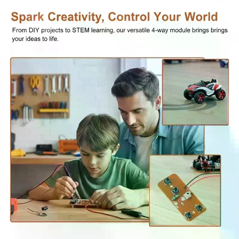 Four-Channel RC Remote Control Module DIY RC Car Transmitter Receiver Board 27MHz Long Range High Power Motor Controller