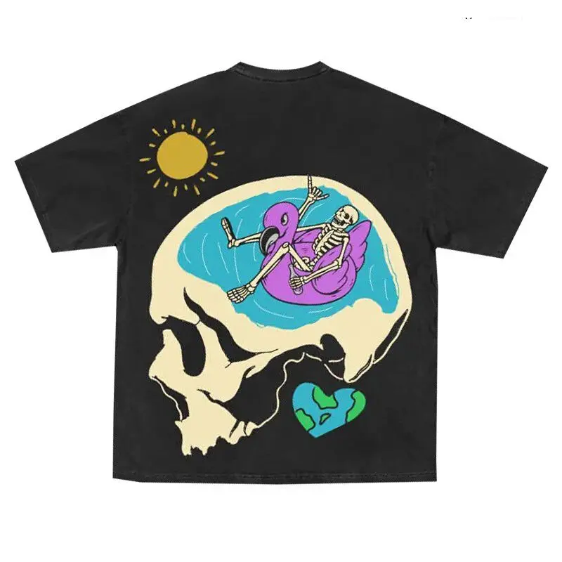 Summer boys' new trendy brand short-sleeved T-shirt round neck creative skull cartoon street loose T-shirt men clothing y2k tops
Summer boys' new trendy brand short-sleeved T-shirt round neck creative skull cartoon street loose T-shirt men clothing y2k tops