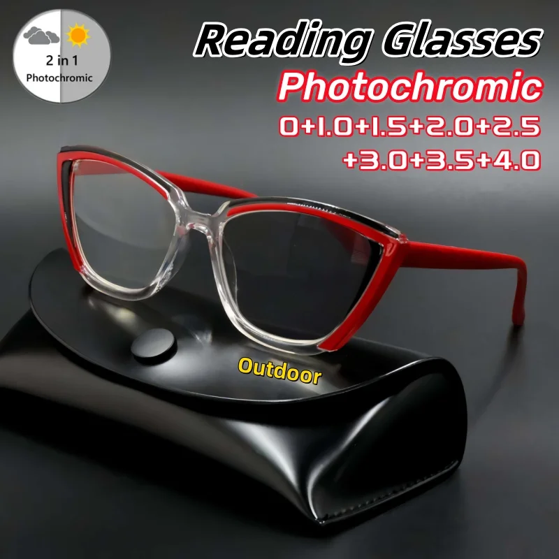 Fashionable Color Splicing Photochromic Reading Glasses Women Men Retro Cat Eye Advanced Anti-Blue Light Eyeglasses 0 To +4.0
Fashionable Color Splicing Photochromic Reading Glasses Women Men Retro Cat Eye Advanced Anti-Blue Light Eyeglasses 0 To +4.0