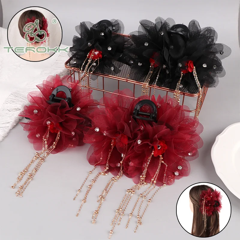 Trendy Sweet Mesh Flower Tassel Hair Claw Elegant Temperament Large Shark Hair Clip Women Headwear Hair Accessories
Trendy Sweet Mesh Flower Tassel Hair Claw Elegant Temperament Large Shark Hair Clip Women Headwear Hair Accessories