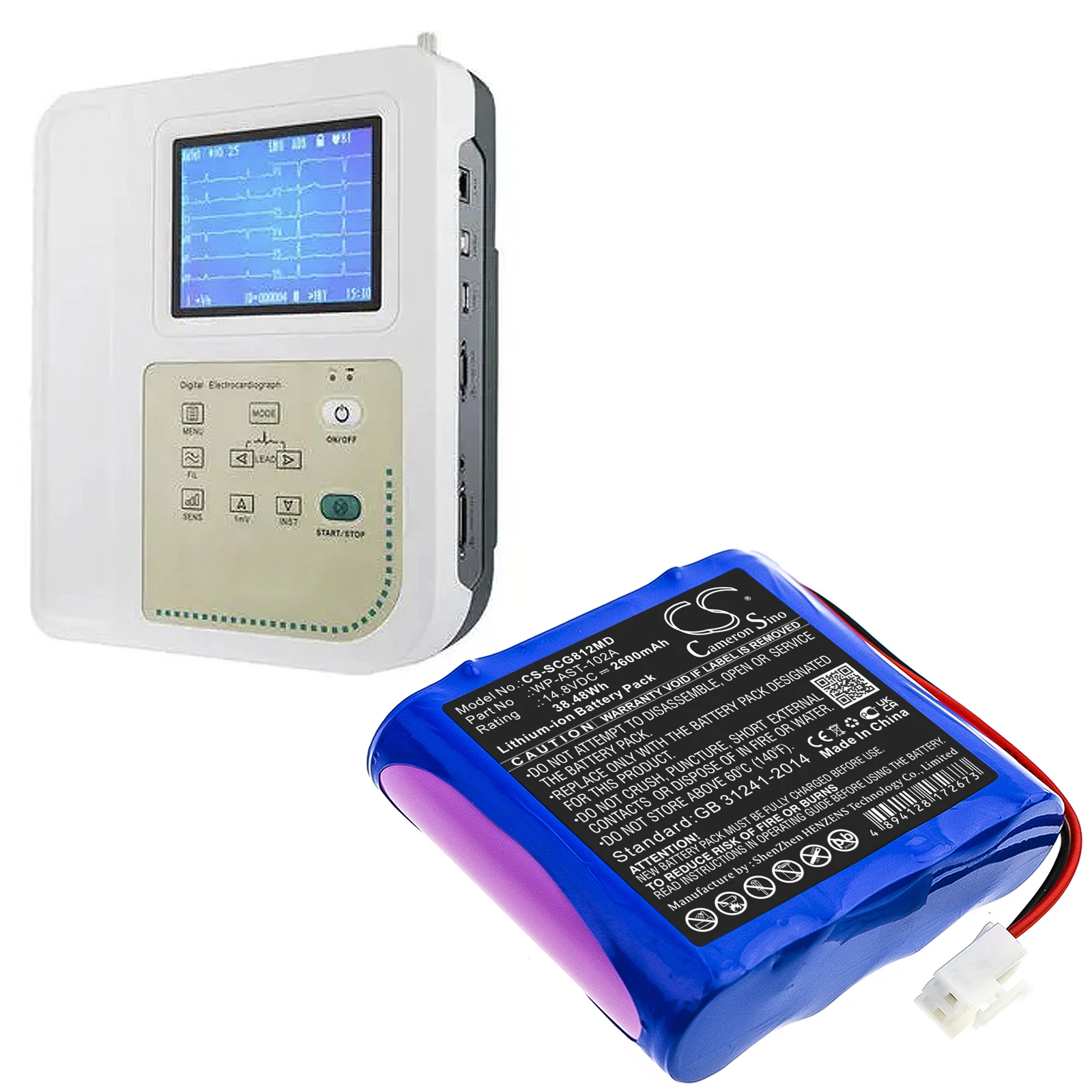 Медицинская батарея для OSEN WP-AST-102A ECG-8112 Li-Ion 14,80 V 2600mAh / 38.48Wh Blue 73,20*68,60*19,50mm
Медицинская батарея для OSEN WP-AST-102A ECG-8112 Li-Ion 14,80 V 2600mAh / 38.48Wh Blue 73,20*68,60*19,50mm