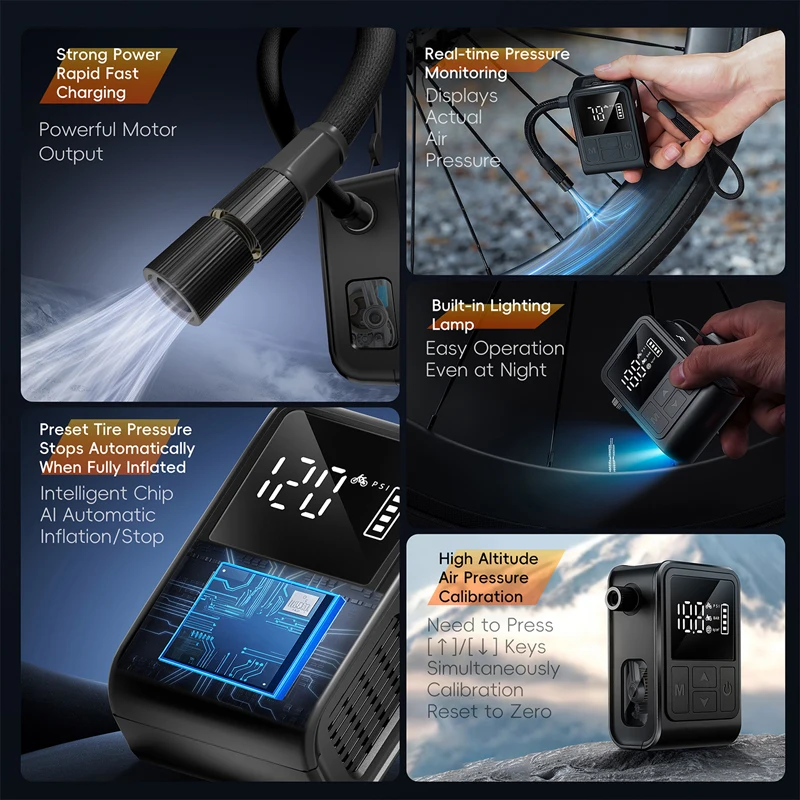 WEST BIKING Portable Mini Electric Bicycle Pump 120PSI Type-C Bike Tire Air Inflator Pump MTB Road AV FV Valve Cycling Pump
WEST BIKING Portable Mini Electric Bicycle Pump 120PSI Type-C Bike Tire Air Inflator Pump MTB Road AV FV Valve Cycling Pump