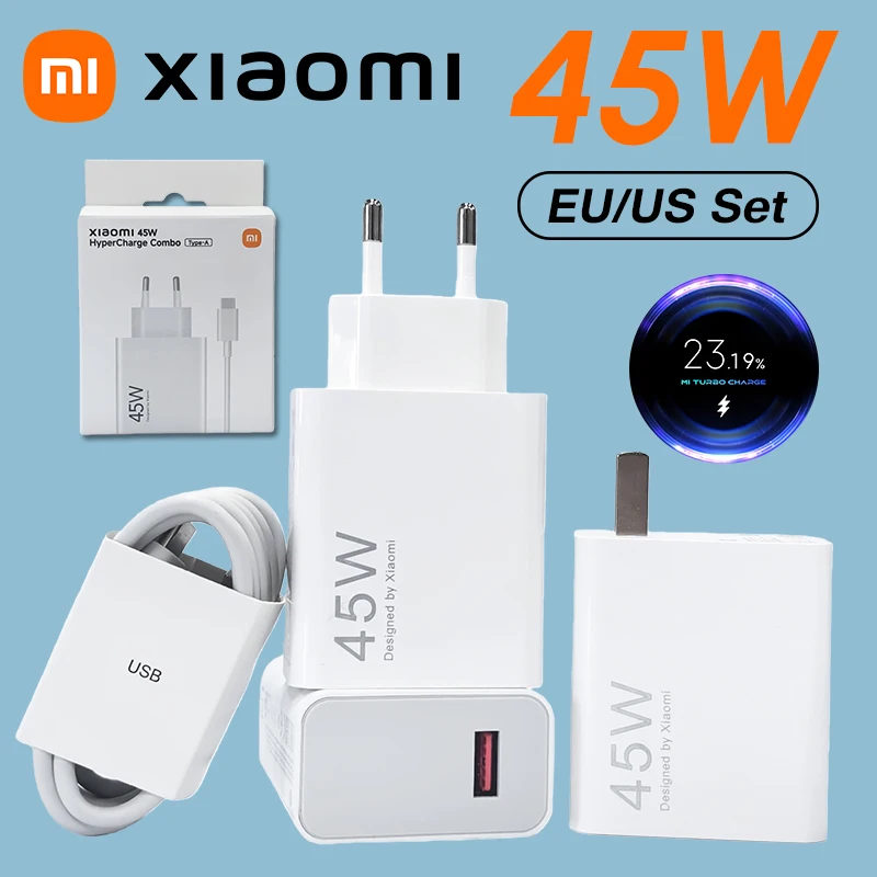 Оригинальное зарядное устройство Xiaomi 45W Turbo Charger с быстрой зарядкой, адаптер EU/US, кабель Type-C для Mi 11T, 10T, POCO X3 NFC, X4 GT, M6, Redmi Note 14 Pro
Оригинальное зарядное устройство Xiaomi 45W Turbo Charger с быстрой зарядкой, адаптер EU/US, кабель Type-C для Mi 11T, 10T, POCO X3 NFC, X4 GT, M6, Redmi Note 14 Pro