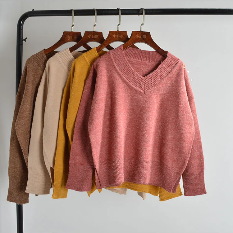 Loose V-Ne Long Sve Pure Color Knitted Base irt Regular Fit Women's Faion Autumn Winter Sweater Versatile Color
Loose V-Ne Long Sve Pure Color Knitted Base irt Regular Fit Women's Faion Autumn Winter Sweater Versatile Color