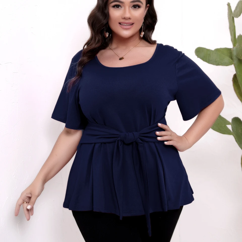 5XL Plus Size Women's Short Sleeve T-shirt Casual Elegant Solid Color Corset Waist Top Fashion Big Size Ladies' Clothing
5XL Plus Size Women's Short Sleeve T-shirt Casual Elegant Solid Color Corset Waist Top Fashion Big Size Ladies' Clothing