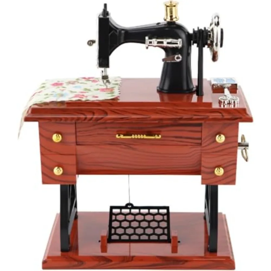 Vintage Sewing Machine Music Box, Clockwork sewing music box gifts for Home Desk Decoration with Classic mechanical hand cranke
Vintage Sewing Machine Music Box, Clockwork sewing music box gifts for Home Desk Decoration with Classic mechanical hand cranke