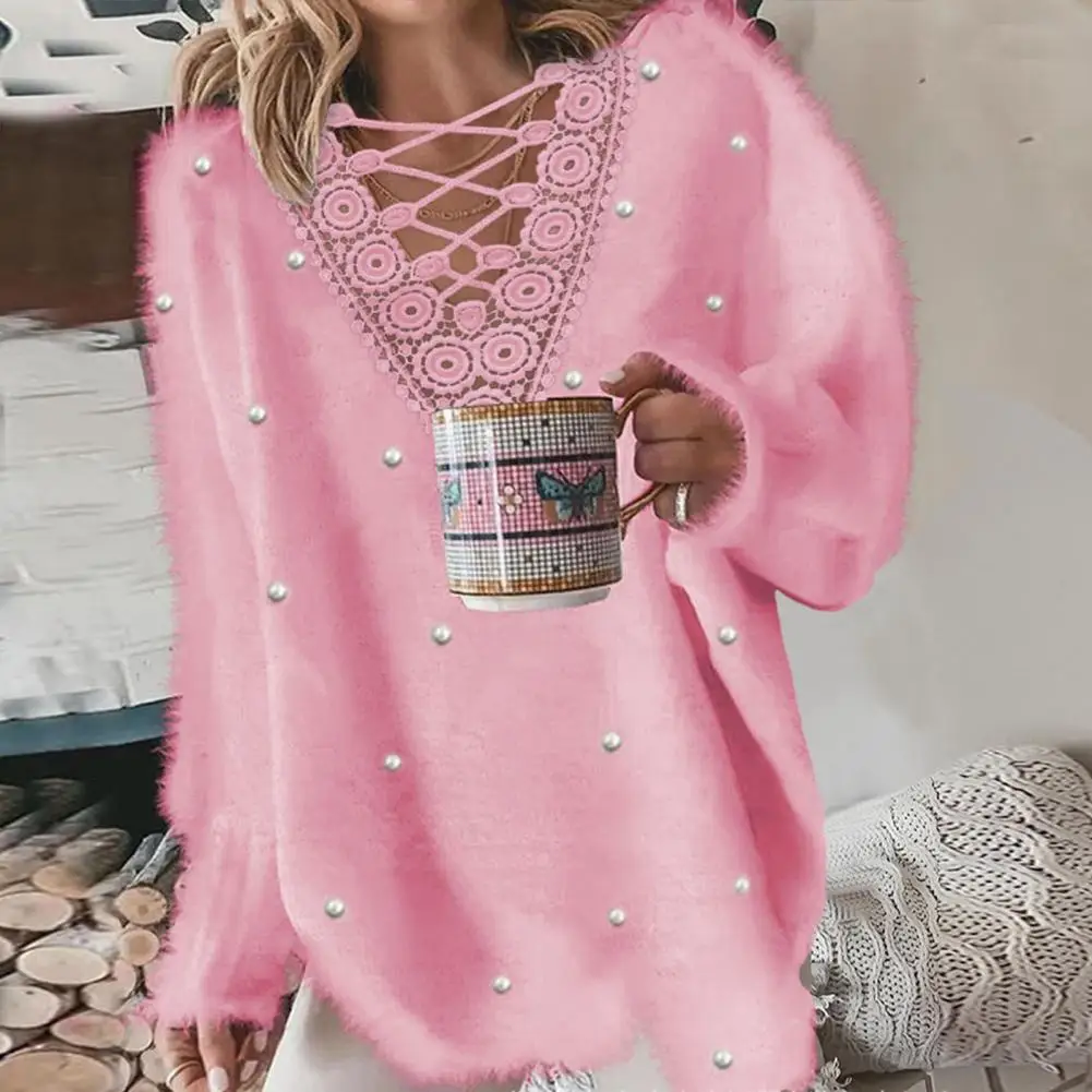 Warm Pullover Sweater Cozy Stylish Women's Fall/winter Sweater Plush Beaded Loose V-neck Knit Pullover for A Soft Elegant Look
Warm Pullover Sweater Cozy Stylish Women's Fall/winter Sweater Plush Beaded Loose V-neck Knit Pullover for A Soft Elegant Look