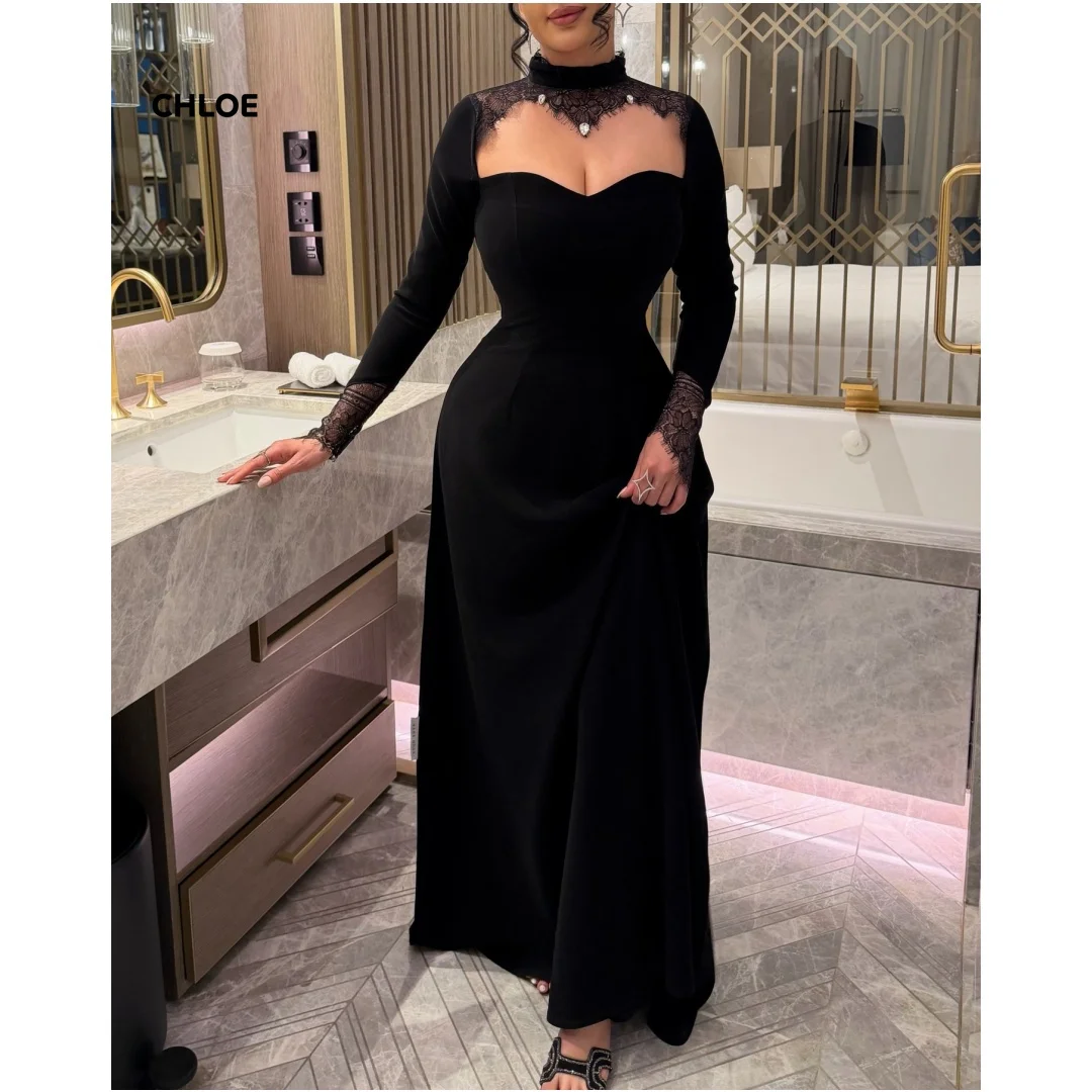 Round Neck Women's Evening Dress for Elegant Party Dresses Black Customized Women's Ball Gown Long Sleeves Line A Luxurious Prom
Round Neck Women's Evening Dress for Elegant Party Dresses Black Customized Women's Ball Gown Long Sleeves Line A Luxurious Prom