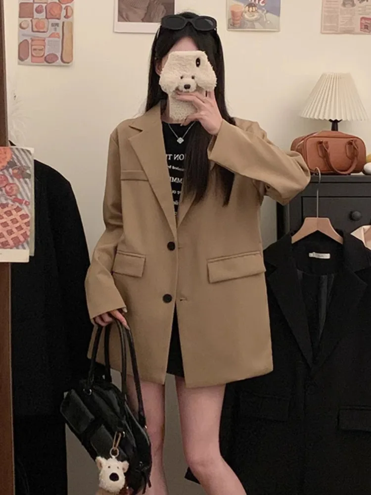 Khaki Color Women's Suit Jaet Loose Long Sve Simple Sle Autumn Winter New Arrival High End Feeling Casual Faion Top
Khaki Color Women's Suit Jaet Loose Long Sve Simple Sle Autumn Winter New Arrival High End Feeling Casual Faion Top