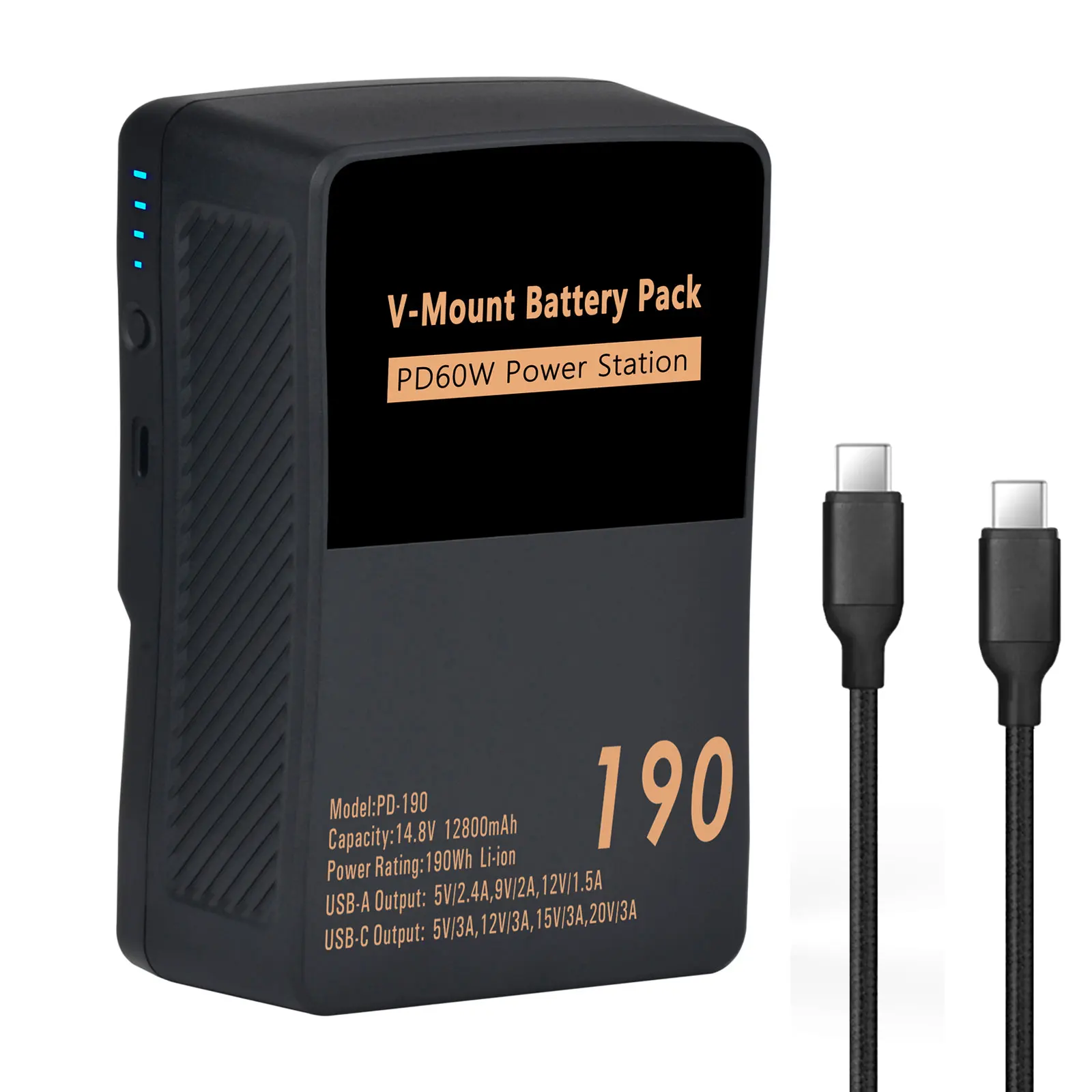 V-Mount Battery PD99 PD150 PD190 With PD65W USB-C Cable V-Lock Vmount Batteries For Sony Blackmagic RED Dracast Camera Camcorder
V-Mount Battery PD99 PD150 PD190 With PD65W USB-C Cable V-Lock Vmount Batteries For Sony Blackmagic RED Dracast Camera Camcorder