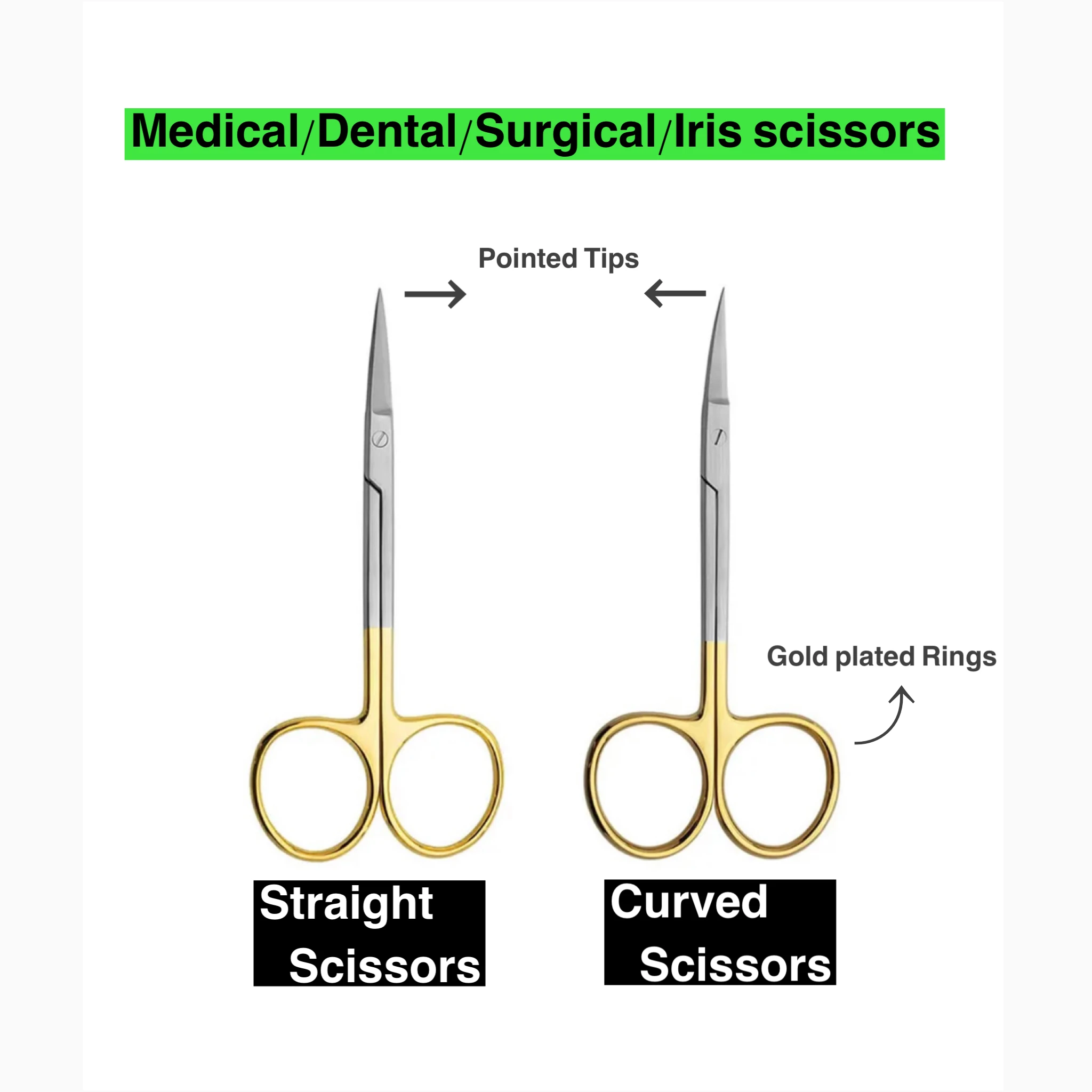 Straight and Curved Tips Medical or Dental Surgical Scissors, Iris Gum Scissors, Skin Tags Removal Scissors, Medical Dental Tool
Straight and Curved Tips Medical or Dental Surgical Scissors, Iris Gum Scissors, Skin Tags Removal Scissors, Medical Dental Tool