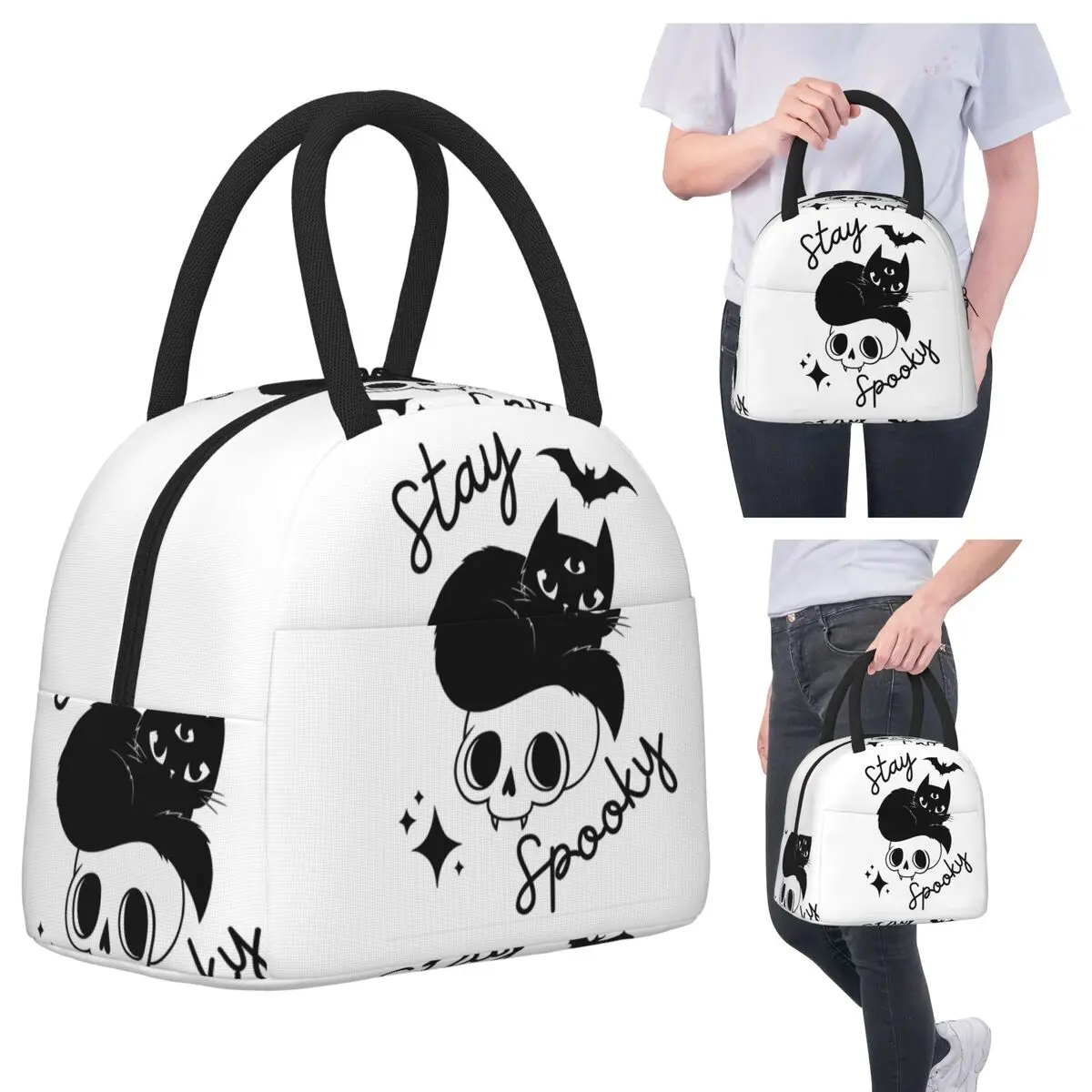 Stay Spooky Spooky Halloween Three-eyed Cat Insulated Lunch Bag Cooler Thermal Food Box Tote Portable Lunch Boxes Container
Stay Spooky Spooky Halloween Three-eyed Cat Insulated Lunch Bag Cooler Thermal Food Box Tote Portable Lunch Boxes Container