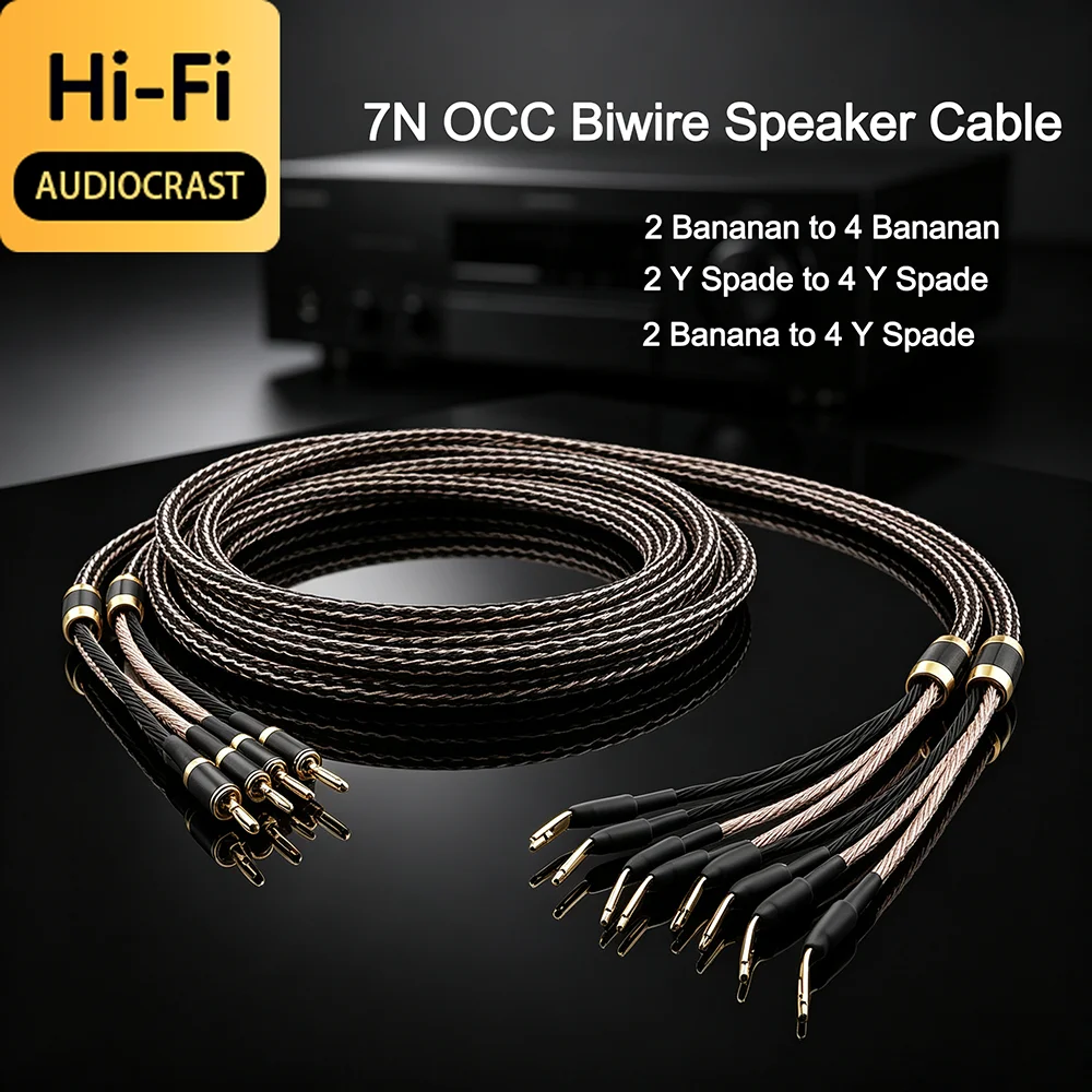7N OCC Audio 2 to 4 Speaker Cable Carbon Fiber Braided Sleeves Anti Noise Banana To Y Spade For Home Theater Audiophile System
7N OCC Audio 2 to 4 Speaker Cable Carbon Fiber Braided Sleeves Anti Noise Banana To Y Spade For Home Theater Audiophile System