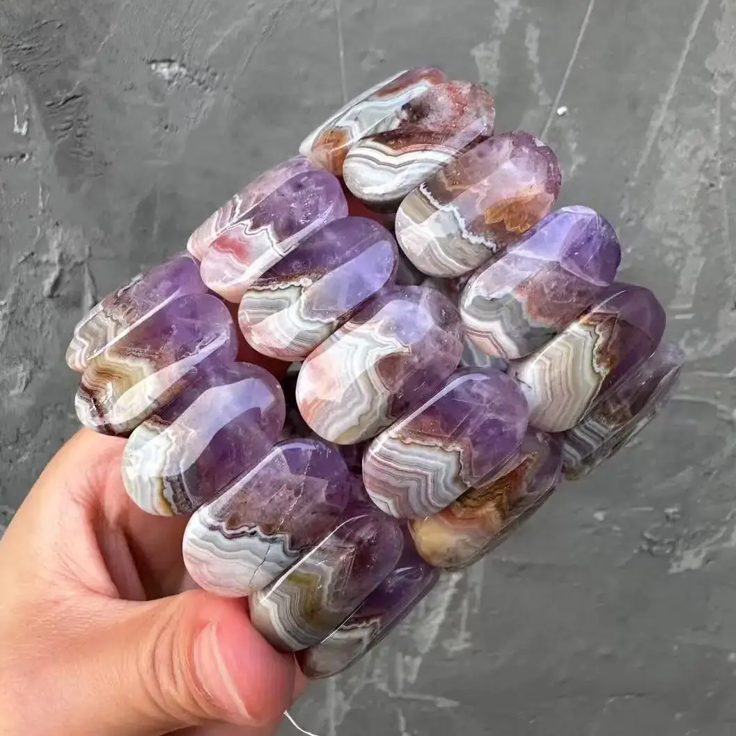 AAAA Natural New Mexican Agate Mix Amethyst Beads Oval Shape Bracelet Natural Gemstone Jewelry Bangle Christmas Gift Wholesale
AAAA Natural New Mexican Agate Mix Amethyst Beads Oval Shape Bracelet Natural Gemstone Jewelry Bangle Christmas Gift Wholesale