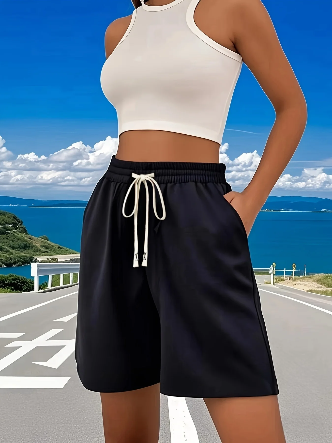Spring/summer Women's Casual Shorts, Jogger Pants with Double Pockets and Drawstring Waist Design - Loose Fit
Spring/summer Women's Casual Shorts, Jogger Pants with Double Pockets and Drawstring Waist Design - Loose Fit