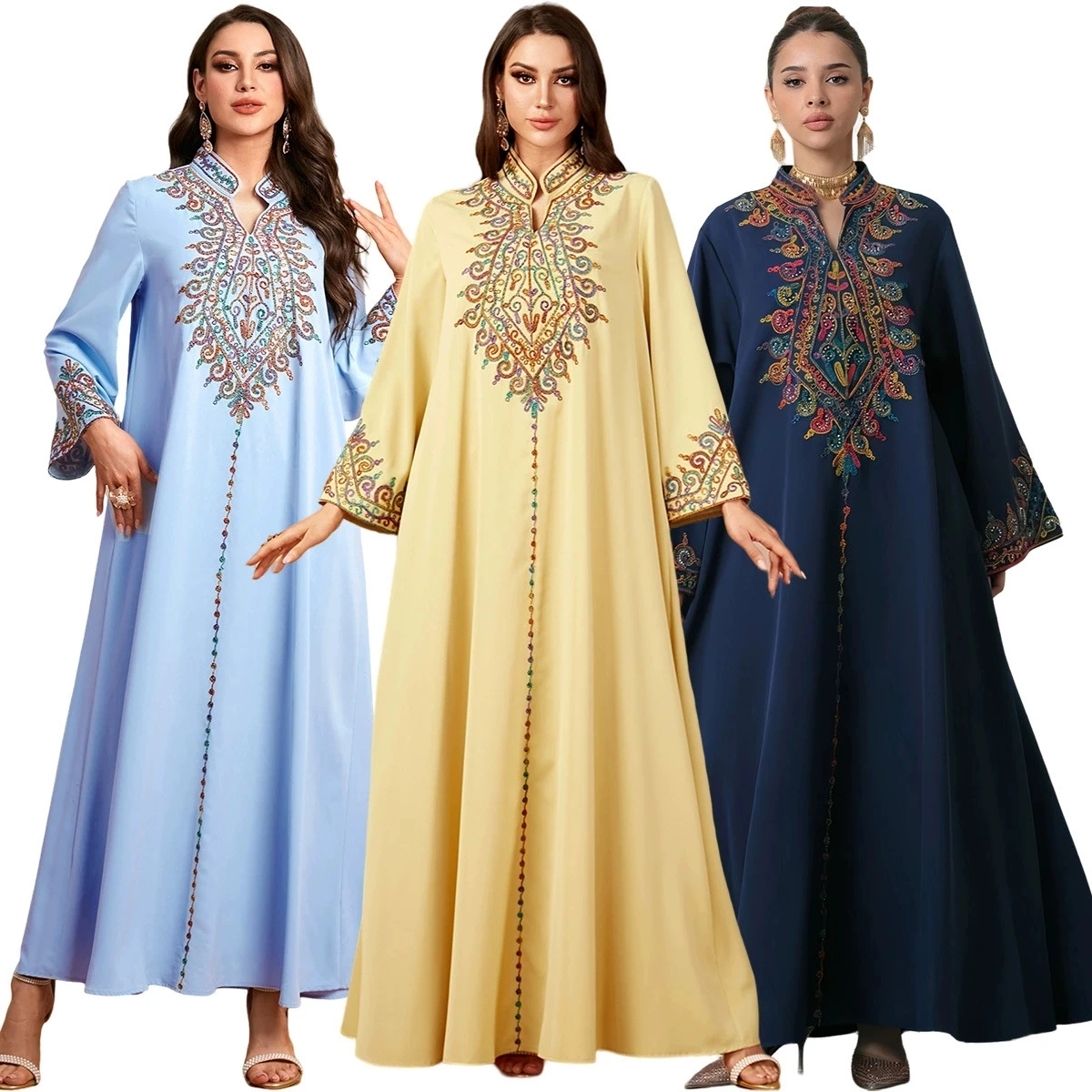 Middle Eastern Robe Muslim Embroidery V-neck Islamic Ramadan New Fashion Dress Saudi Arabia Dubai jalabiya Robe
Middle Eastern Robe Muslim Embroidery V-neck Islamic Ramadan New Fashion Dress Saudi Arabia Dubai jalabiya Robe