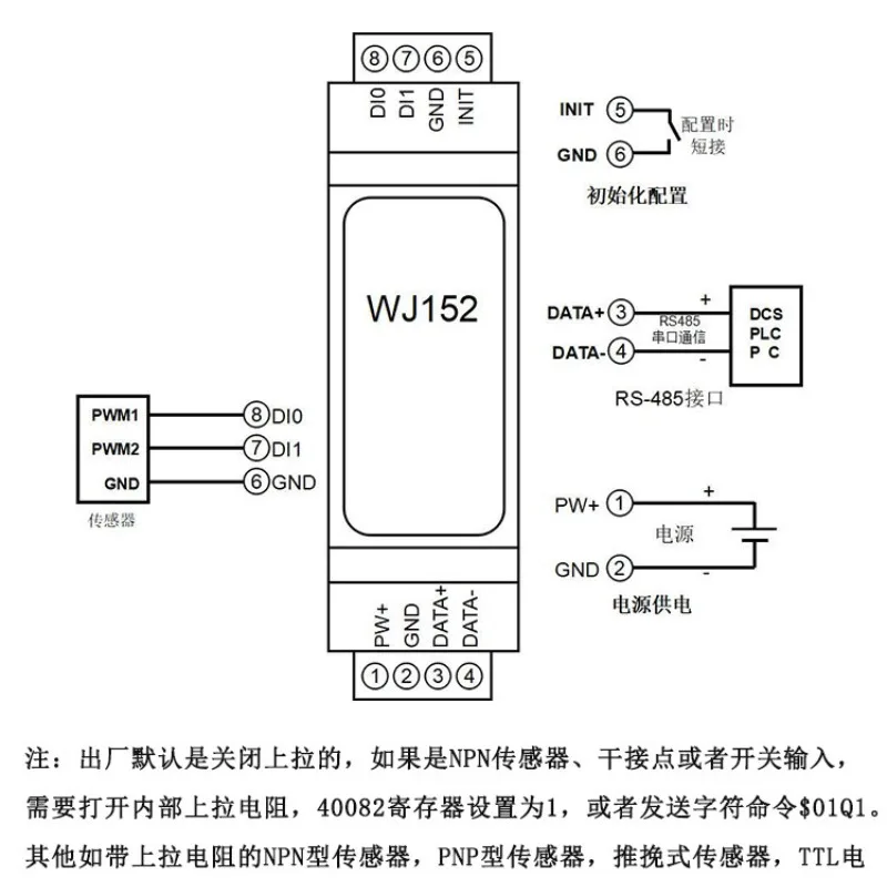 WJ152 2 Channel PWM Signal Acquisition Module Phase Difference Duty Cycle Detection RS485 Modbus RTU Communication Converter
WJ152 2 Channel PWM Signal Acquisition Module Phase Difference Duty Cycle Detection RS485 Modbus RTU Communication Converter