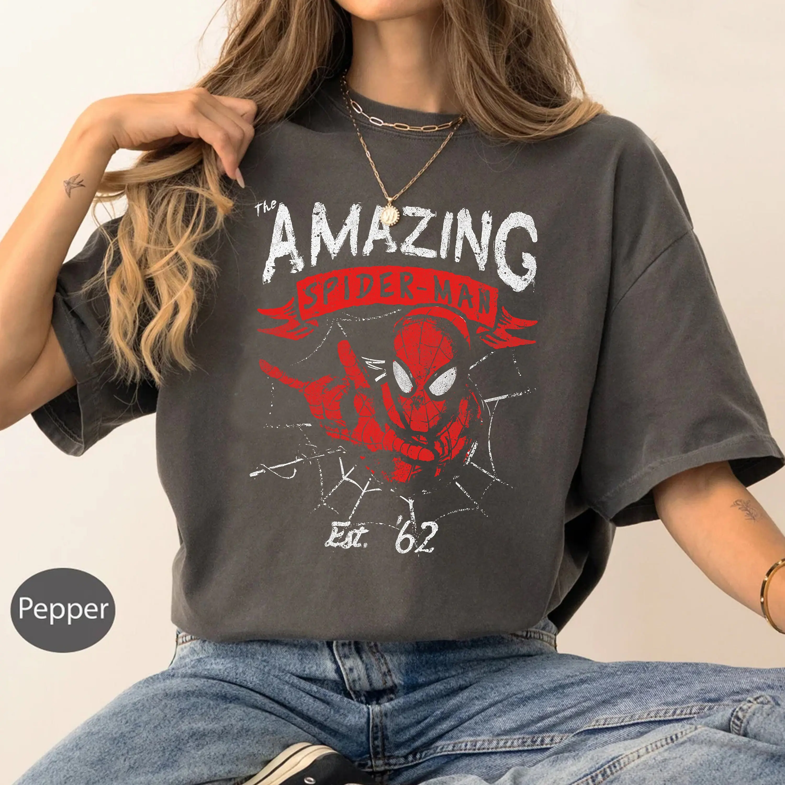 Women‘s Marvel Spider-Man Retro T-Shirt Streetwear Pure Cotton Short Sleeve Unisex Oversized Loose Casual Stylish
Women‘s Marvel Spider-Man Retro T-Shirt Streetwear Pure Cotton Short Sleeve Unisex Oversized Loose Casual Stylish