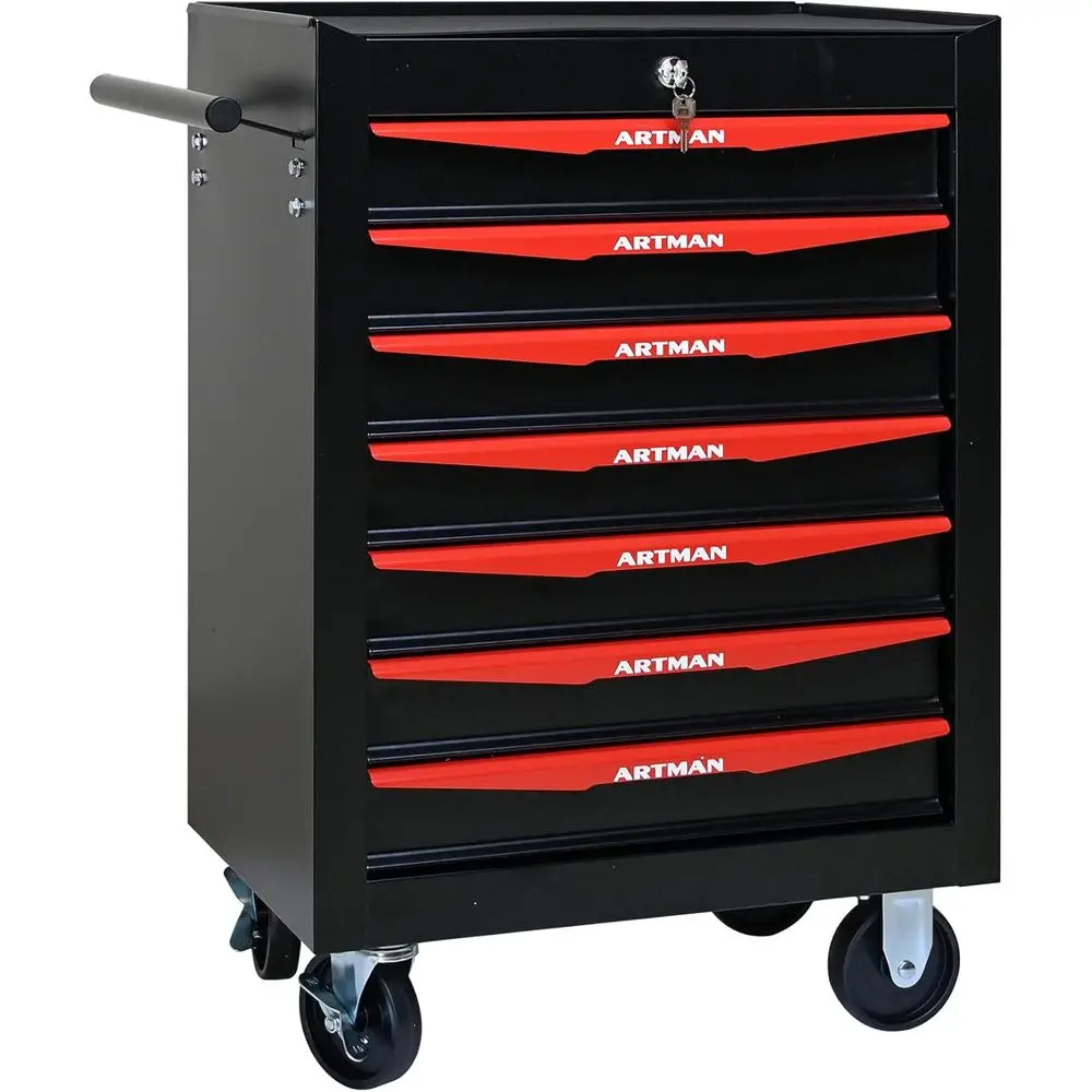 Portable Rolling Toolbox with 7 Drawers, Lockable Storage Cabinet for Mechanics and Workshops, Black
Portable Rolling Toolbox with 7 Drawers, Lockable Storage Cabinet for Mechanics and Workshops, Black