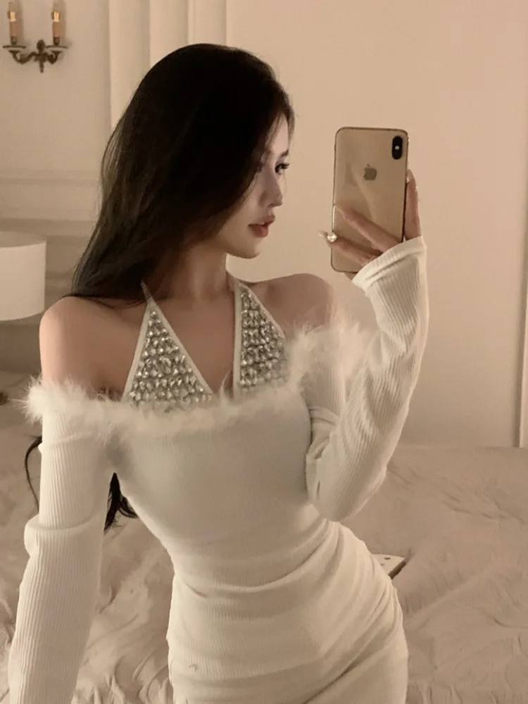 Pure Desire One Shoulder Hanging Neck Furry Women's Autumn Winter Sparkling Drill Long Sleeve T-Shirt Base Shirt Small Fragra...
Pure Desire One Shoulder Hanging Neck Furry Women's Autumn Winter Sparkling Drill Long Sleeve T-Shirt Base Shirt Small Fragra...