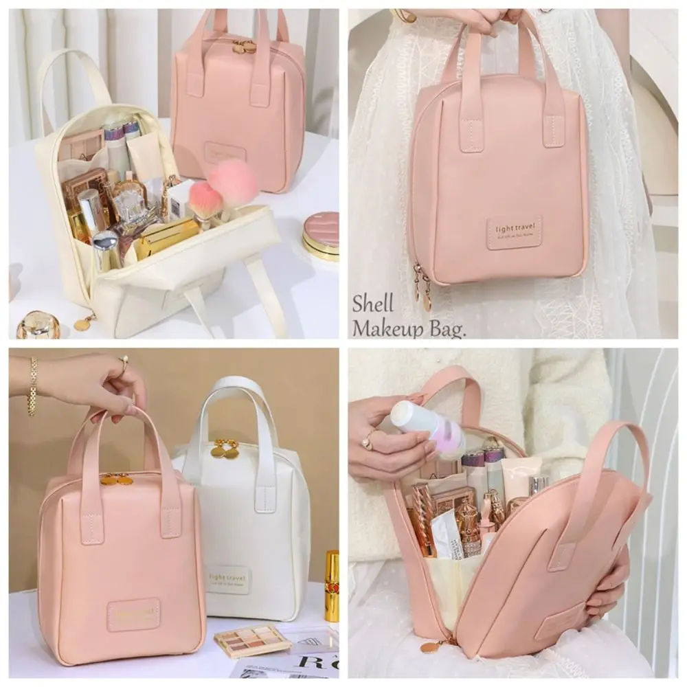 Shell Shape PU Leather Cosmetic Bag Letter Waterproof Makeup Pouch Bag Korean Style Toiletries Organizer Travel Wash Bag
Shell Shape PU Leather Cosmetic Bag Letter Waterproof Makeup Pouch Bag Korean Style Toiletries Organizer Travel Wash Bag