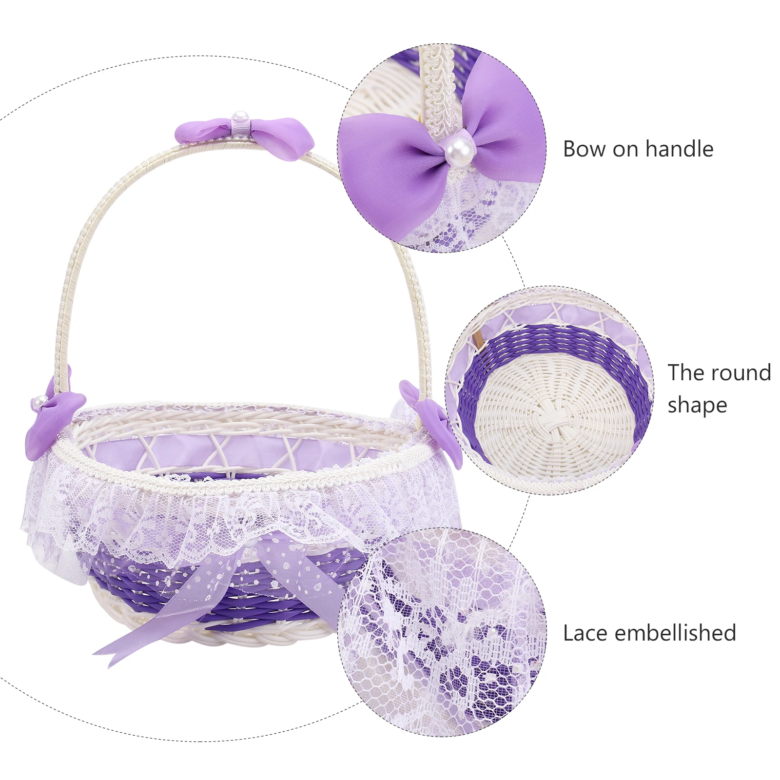 1pc Purple Round 22x23cm Wedding Flower Basket Handmade Reusable Decorative Baskets for Events Banquet Party Storage
1pc Purple Round 22x23cm Wedding Flower Basket Handmade Reusable Decorative Baskets for Events Banquet Party Storage