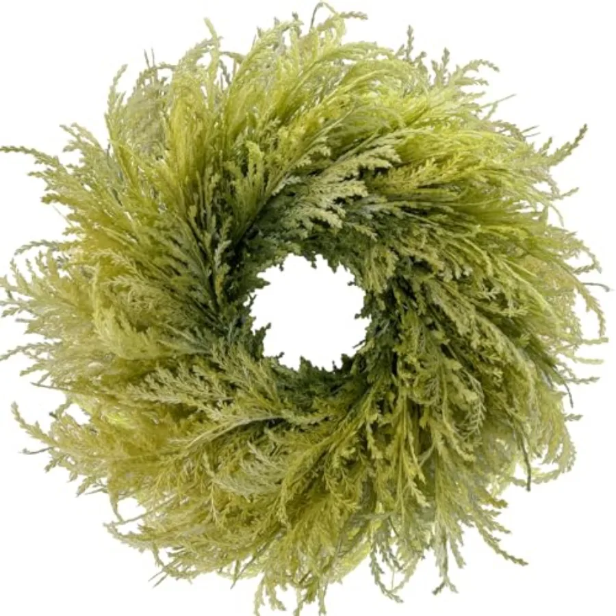 28 Inch Spring Farmhouse Green Gradient Flocked Cypress Pampas Grass Wreath Outdoor - Handmade Faux Cedar Pine Wreath for Front
28 Inch Spring Farmhouse Green Gradient Flocked Cypress Pampas Grass Wreath Outdoor - Handmade Faux Cedar Pine Wreath for Front