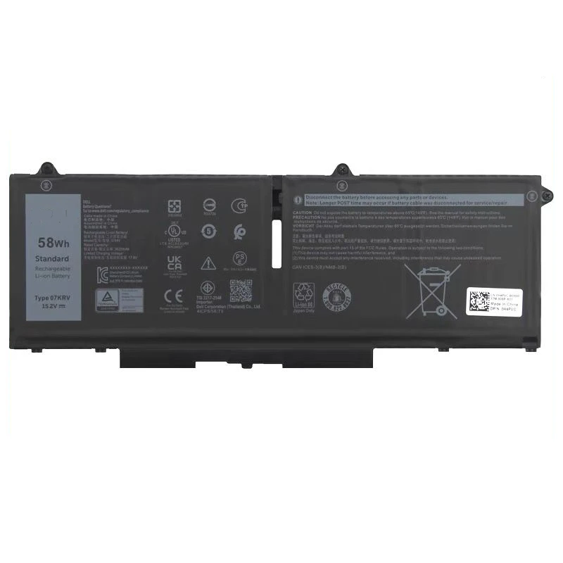 07KRV Laptop Battery for Dell Latitude 5530 5430 5330 Precision 3570 P104F P104F005 P137G P137G006 Series 15.2V 58Wh/3625mAh
07KRV Laptop Battery for Dell Latitude 5530 5430 5330 Precision 3570 P104F P104F005 P137G P137G006 Series 15.2V 58Wh/3625mAh
