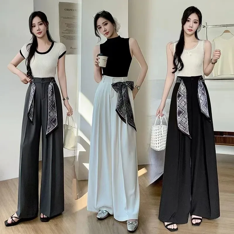 Silk Scarf Wide-leg Suit Pants Women's 2026 Summer High-waisted Floor Pants
Silk Scarf Wide-leg Suit Pants Women's 2026 Summer High-waisted Floor Pants