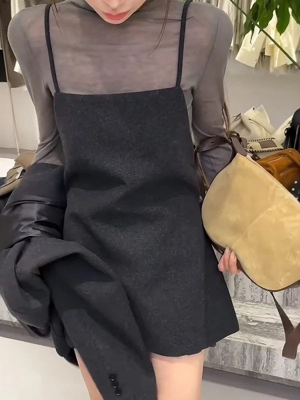 Korean Style Unique Beautiful Set Women's Spring New High Collar Semi-Transparent Base Shirt Top Back Strap Halter Dress
Korean Style Unique Beautiful Set Women's Spring New High Collar Semi-Transparent Base Shirt Top Back Strap Halter Dress