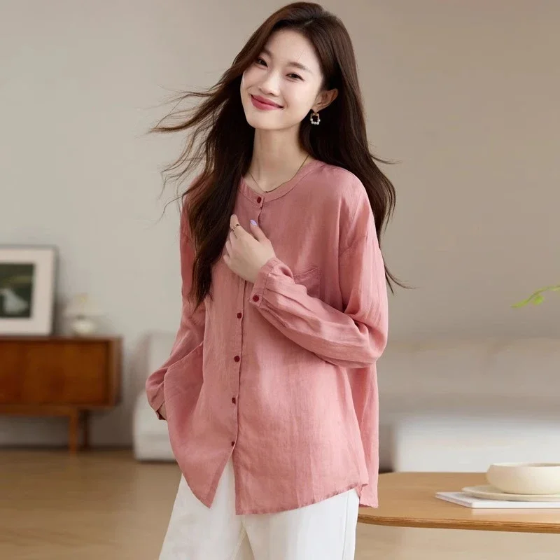 Women Casual Cotton Linen Long Sleeve Shirt Solid Color Loose Button Down Pocket Blouse
Women Casual Cotton Linen Long Sleeve Shirt Solid Color Loose Button Down Pocket Blouse
