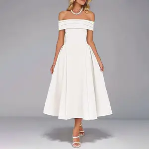 2026 Spring Women's Elegant Solid Color Off Shoulder Waist Cinching A Line Dress for European & American
2026 Spring Women's Elegant Solid Color Off Shoulder Waist Cinching A Line Dress for European & American