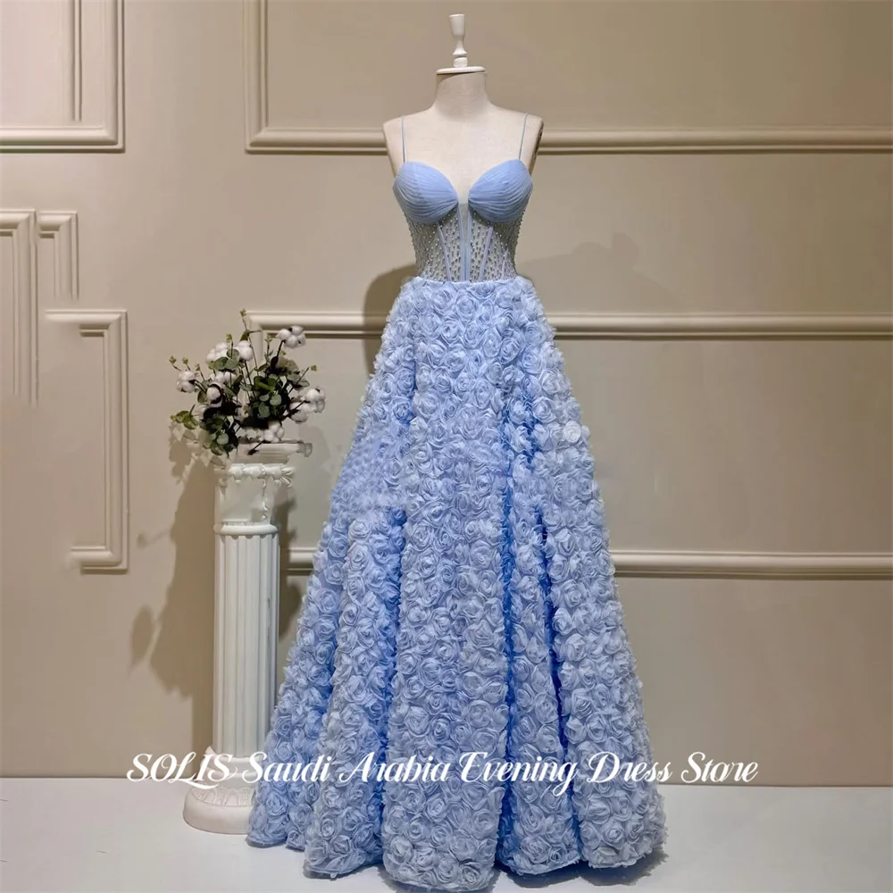 SOLIS Sky Blue Evening Dresses Spaghetti Strap Formal Gown with 3D Floral Night Dresses Beaded Bodice Prom Dresses Customized
SOLIS Sky Blue Evening Dresses Spaghetti Strap Formal Gown with 3D Floral Night Dresses Beaded Bodice Prom Dresses Customized