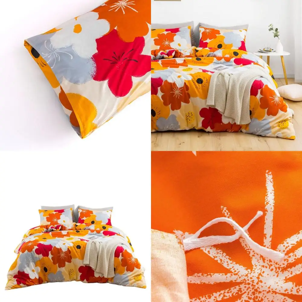 Комплект пододеяльников King Size из 100% хлопка, оранжевого цвета с цветочным принтом, состоящим из 3 предметов, застежкой-молнией и наволочками, роскошным мягким дышащим покрытием
Комплект пододеяльников King Size из 100% хлопка, оранжевого цвета с цветочным принтом, состоящим из 3 предметов, застежкой-молнией и наволочками, роскошным мягким дышащим покрытием