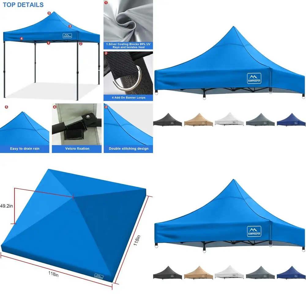 Light Blue 10x10 Tent Top Cover, 500D Polyester, UV50+, Flame and Water Resistant
Light Blue 10x10 Tent Top Cover, 500D Polyester, UV50+, Flame and Water Resistant