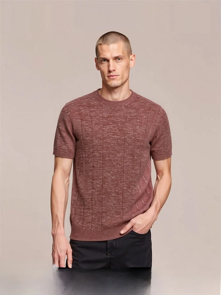 Italian Luxury Linen Knitted Short Sleeve T-Shirt for Men Breathable Comfortable Casual Style round Neck Striped Pattern
Italian Luxury Linen Knitted Short Sleeve T-Shirt for Men Breathable Comfortable Casual Style round Neck Striped Pattern