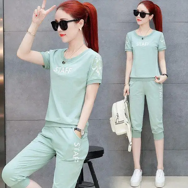 Women's Sportswear Set Summer New Style Elegant Goddess Fashion Trend Short Sleeve Seven-Piece Pants plus Size Female Clothing
Women's Sportswear Set Summer New Style Elegant Goddess Fashion Trend Short Sleeve Seven-Piece Pants plus Size Female Clothing