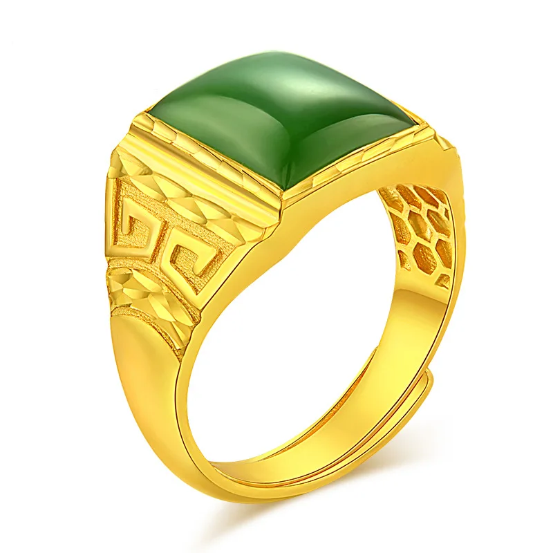 New 's Domineering Boss Plated 24K Gold Color Gentle Hetian Jade Green Chalcedony Men's Open Ring
New 's Domineering Boss Plated 24K Gold Color Gentle Hetian Jade Green Chalcedony Men's Open Ring