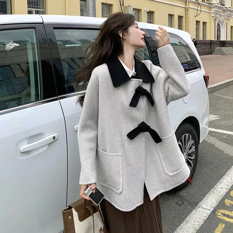 Women Fashion Woolen Coats Autumn Winter Loose Casual Elegant Korean Outwear Bandage Patchwork Solid Chic Simple Female Tops
Women Fashion Woolen Coats Autumn Winter Loose Casual Elegant Korean Outwear Bandage Patchwork Solid Chic Simple Female Tops