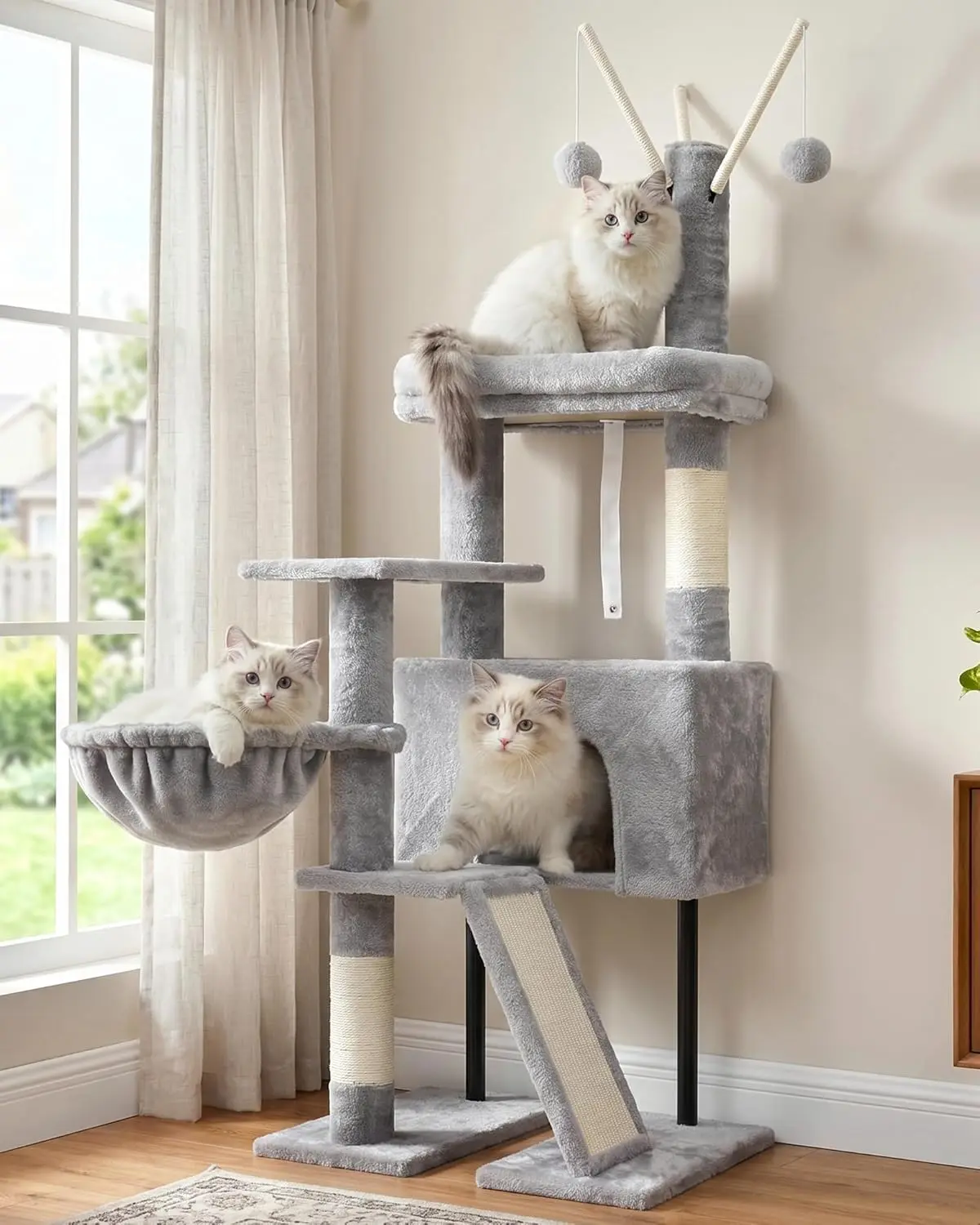 Cat Tree for Indoor Cats with Scratching Posts and Basket Light Gray
Cat Tree for Indoor Cats with Scratching Posts and Basket Light Gray