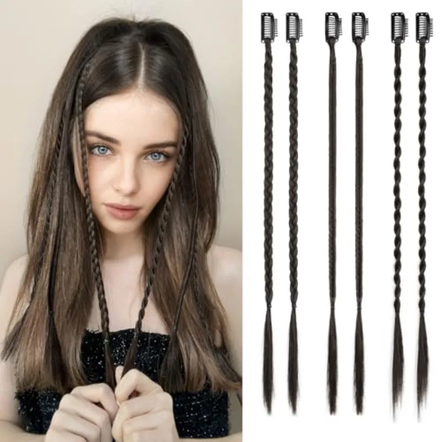 6PCS Clip in Braid Hair Extensions for Women 14 Inch Clip in Braids Synthetic Braided Hairpieces for Daily Costume Party, Black
6PCS Clip in Braid Hair Extensions for Women 14 Inch Clip in Braids Synthetic Braided Hairpieces for Daily Costume Party, Black