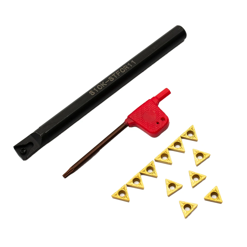 S10KSTFCR11 Держатель токарного станка Внутреннее расточное оправка с 11 твердосплавными пластинами TCMT110204 и гаечным ключом для прецизионных работ по металлу
S10KSTFCR11 Держатель токарного станка Внутреннее расточное оправка с 11 твердосплавными пластинами TCMT110204 и гаечным ключом для прецизионных работ по металлу