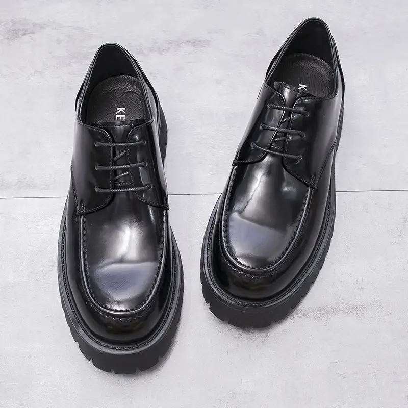Men Derby Shoes Business Casual Brogue Leather Shoes Height Thick Sole Blue Bottom Shiny Leather
Men Derby Shoes Business Casual Brogue Leather Shoes Height Thick Sole Blue Bottom Shiny Leather