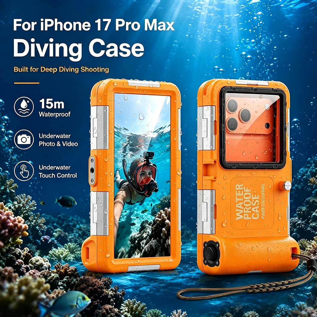 15m/50FT Professional Diving Case For iPhone 17 Pro Max Air 17Pro IP68 Waterproof Cover underwater photography Dive Housing
15m/50FT Professional Diving Case For iPhone 17 Pro Max Air 17Pro IP68 Waterproof Cover underwater photography Dive Housing