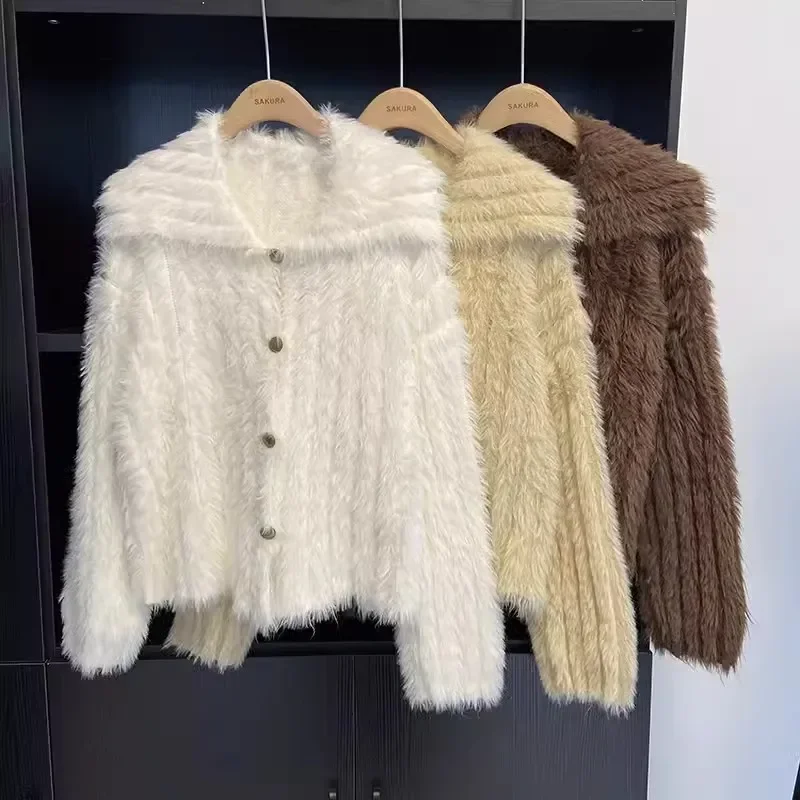 Women's Long-Sleeved Knitted Cardigan with Turn-Down Collar, Single Breasted, Sweet Girl Clothes, Autumn and Winter
Women's Long-Sleeved Knitted Cardigan with Turn-Down Collar, Single Breasted, Sweet Girl Clothes, Autumn and Winter