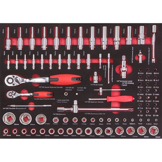 Набор профессиональных инструментов Kinbox: полный комплект с торцевыми головками 1/4 и 1/2 дюйма
Набор профессиональных инструментов Kinbox: полный комплект с торцевыми головками 1/4 и 1/2 дюйма