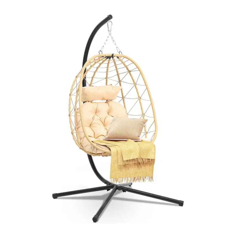 Egg Hanging Swing Chair with Stand Egg Chair Wicker Egg Chair with Cushions 330lbs for Patio, Bedroom, Garden and Balcony
Egg Hanging Swing Chair with Stand Egg Chair Wicker Egg Chair with Cushions 330lbs for Patio, Bedroom, Garden and Balcony