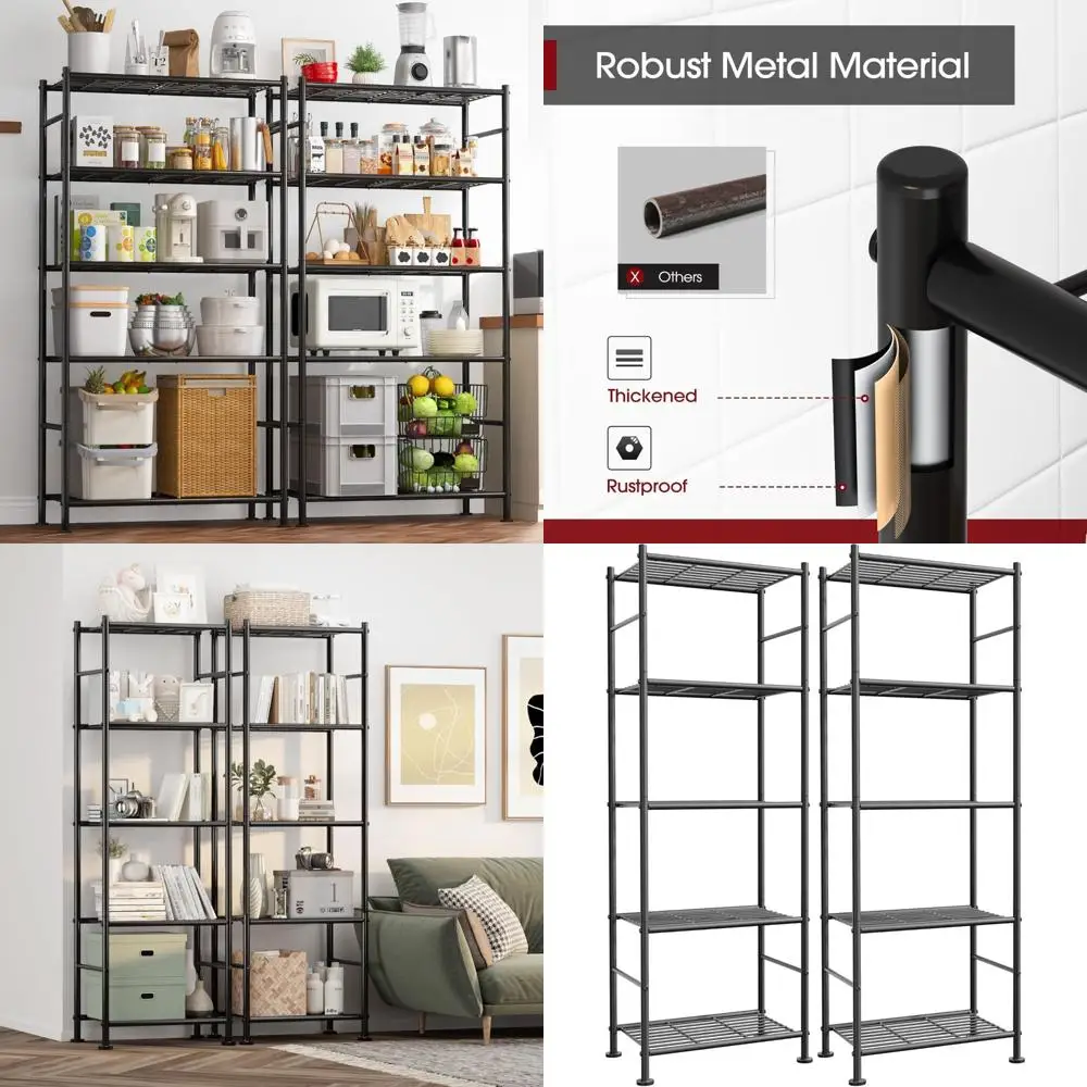 Набор 5-уровневых металлических полков для хранения, компактный органайзер для гаража, регулируемые ножки, стоячие стеллажи для организации
Набор 5-уровневых металлических полков для хранения, компактный органайзер для гаража, регулируемые ножки, стоячие стеллажи для организации