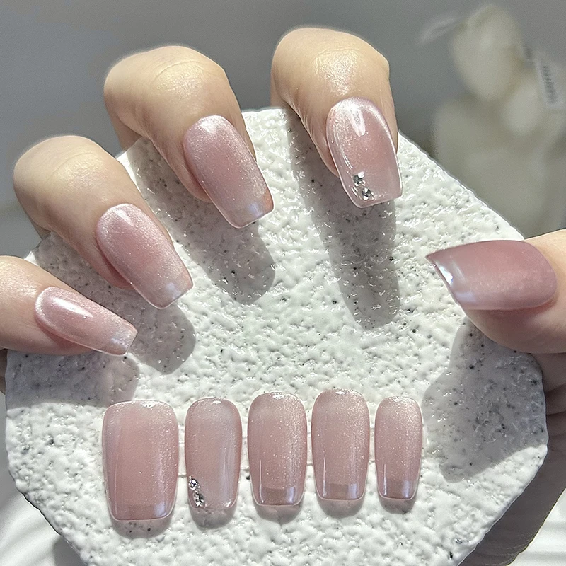 10 Pieces Gentle Simple Glass Beads Handmade Press On Nails Champagne Cat Eye Powder Fake Nails Removable Reusable
10 Pieces Gentle Simple Glass Beads Handmade Press On Nails Champagne Cat Eye Powder Fake Nails Removable Reusable